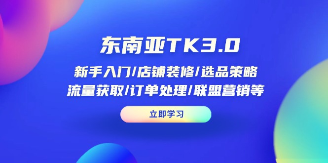 东南亚TK3.0：新手入门/店铺装修/选品策略/流量获取/订单处理/联盟营销等-搞钱利器
