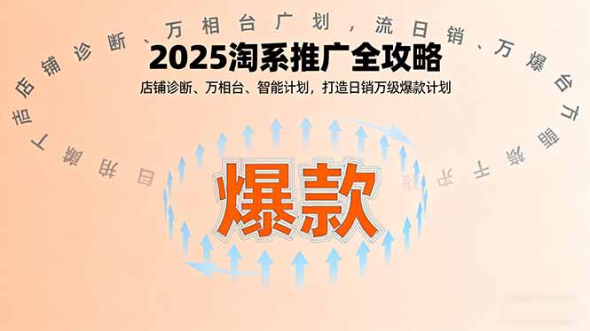 2025淘系推广全攻略，店铺诊断、万相台、智能计划，打造日销万级爆款计划-搞钱利器