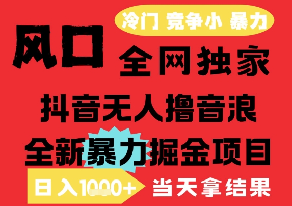 25年6月高爆抖音无人直播最新撸音浪掘金项目，解放双手小白可做，无脑日入1k+，门槛低【揭秘】-搞钱利器