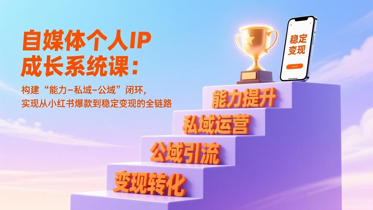 自媒体个人IP成长系统课：构建“能力-私域-公域”闭环，实现从小红书爆款到稳定变现的全链路-搞钱利器