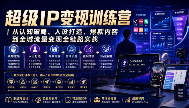 超级IP变现训练营｜从认知破局、人设打造、爆款内容到全域流量变现全链路实战-搞钱利器