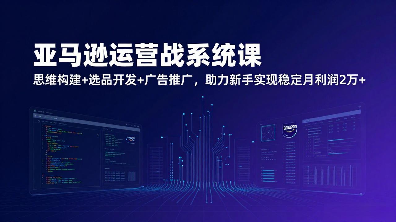 亚马逊运营实战系统课，思维构建+选品开发+广告推广，助力新手实现稳定月利润2万+(更新-搞钱利器