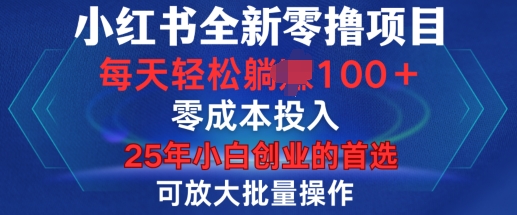 小红书全新纯零撸项目，只要有号就能玩，可放大批量操作，轻松日入100+【揭秘】-搞钱利器