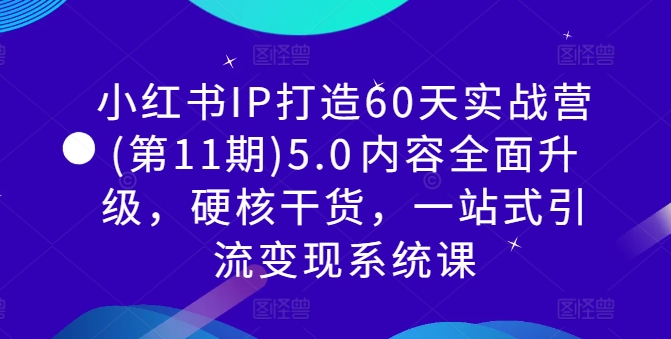 小红书IP打造60天实战营(第11期)5.0​内容全面升级，硬核干货，一站式引流变现系统课-搞钱利器