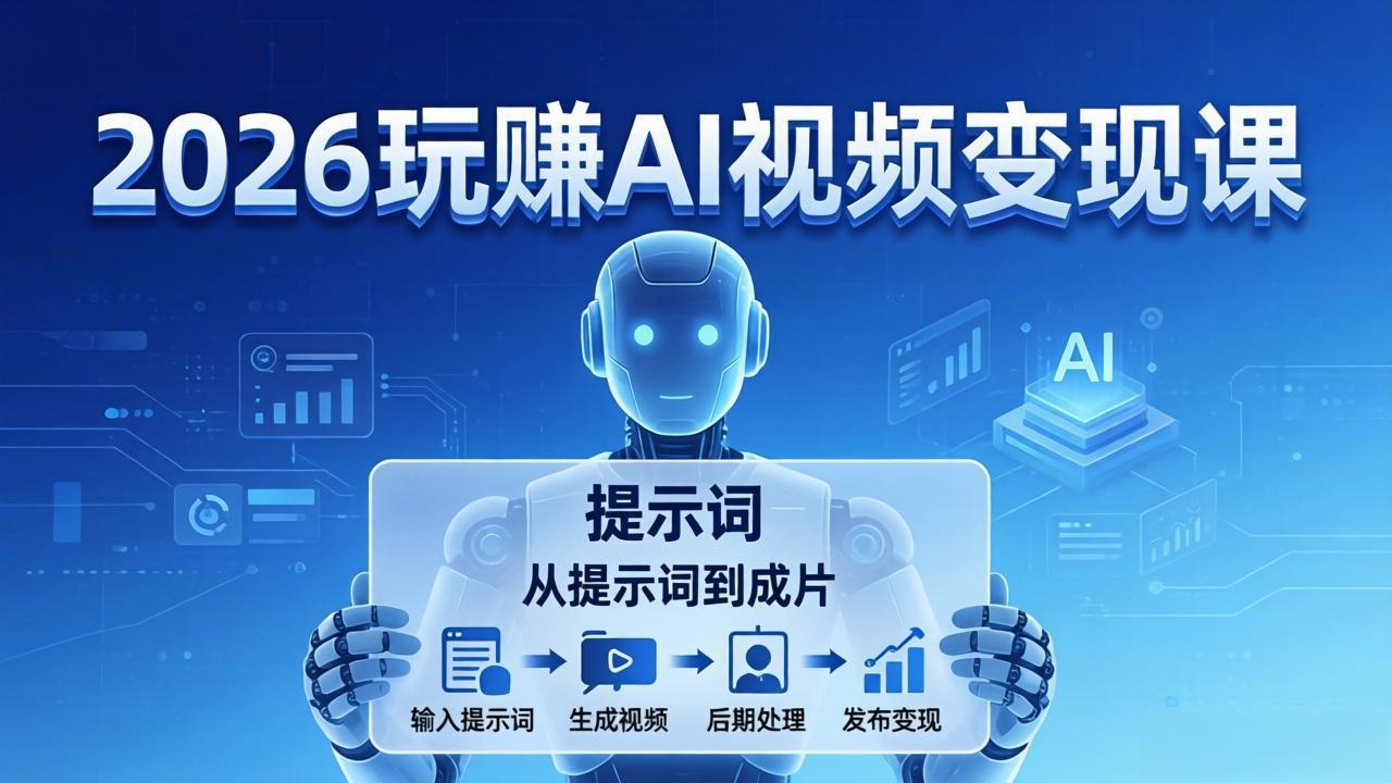 2026玩赚AI视频变现课：掌握 AI 视频全流程技能，从提示词到成片高效产出-搞钱利器