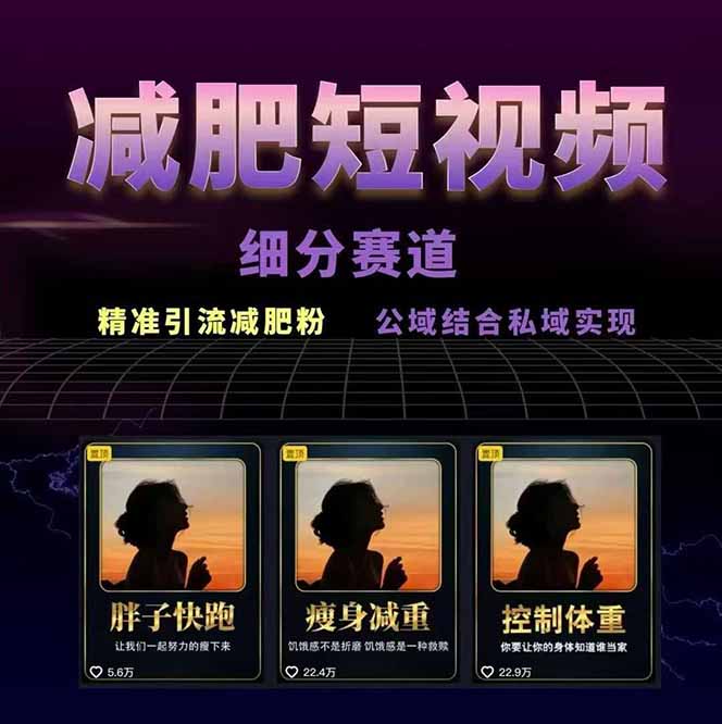 图片[1]-减肥短视频赛道运营课：素材准备-视频制作-引流变现全流程 (附素材-搞钱利器