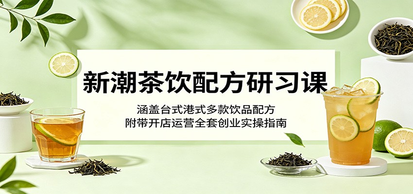新潮茶饮配方研习课：涵盖台式港式多款饮品配方，附带开店运营全套创业实操指南-搞钱利器