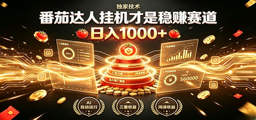 别再瞎找副业！番茄达人挂机才是稳赚赛道 日入1000+-搞钱利器