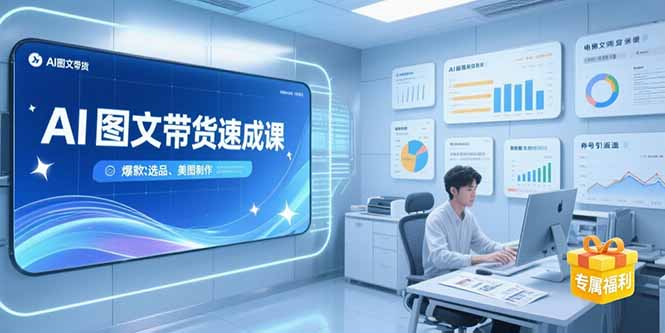 AI图文带货速成课，养号引流秘籍，爆款选品策略，美图制作全流程-搞钱利器