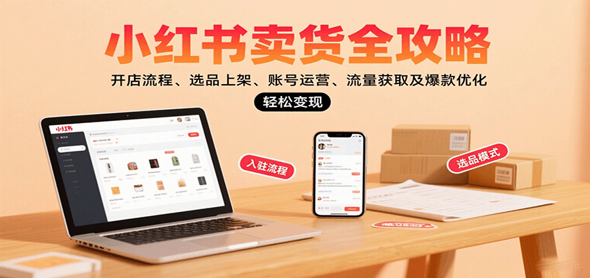 小红书卖货全攻略：开店流程、选品上架、账号运营、流量获取及爆款优化，轻松变现-搞钱利器
