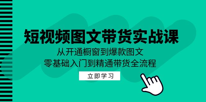 短视频图文带货实战课：从开通橱窗到爆款图文，零基础入门到精通带货-搞钱利器