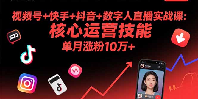视频号+快手+抖音+数字人直播实战课(9月-搞钱利器