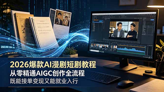 2026 爆款 AI 漫剧短剧教程 从零精通 AIGC 创作全流程 既能接单变现又能就业入行-搞钱利器