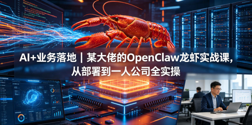 AI+业务落地｜某大佬的OpenClaw小龙虾实战课，从部署到一人公司全实操-搞钱利器