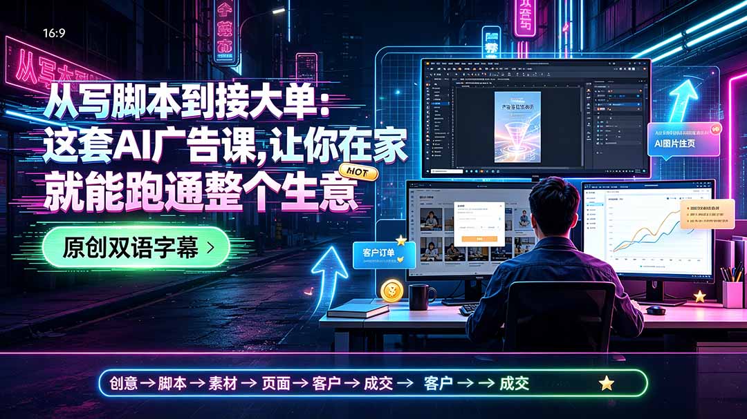 从写脚本到接大单：这套AI广告课，让你在家就能跑通整个生意【原创双语字幕】-搞钱利器