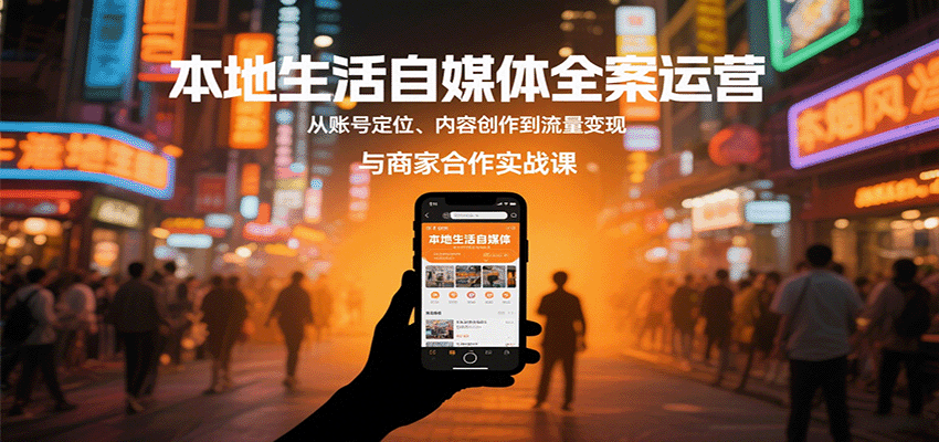 本地生活自媒体全案运营，从账号定位、内容创作到流量变现与商家合作实战课-搞钱利器