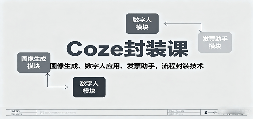 Coze封装课，图像生成、数字人应用、发票助手，流程封装技术-搞钱利器