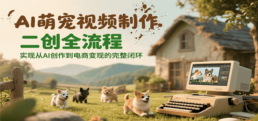 AI萌宠视频制作二创全流程，实现从AI创作到电商变现的完整闭环-搞钱利器