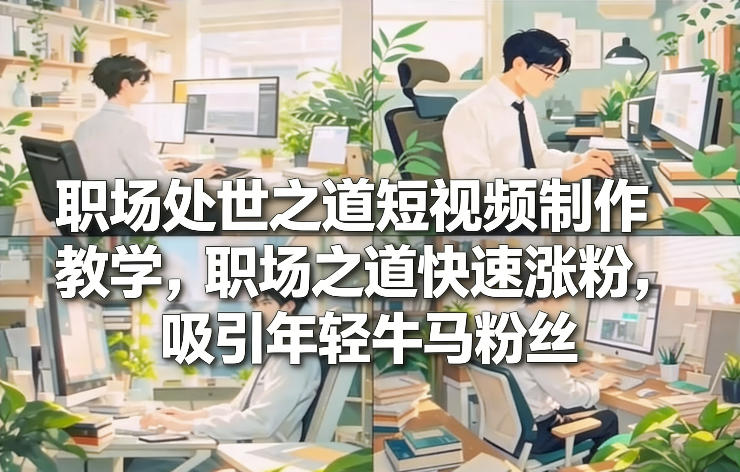 职场处世之道短视频制作教学，职场之道快速涨粉，吸引年轻牛马粉丝-搞钱利器