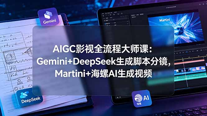 AIGC影视全流程大师课：Gemini+DeepSeek生成脚本分镜，Martini+海螺AI生成视频-搞钱利器