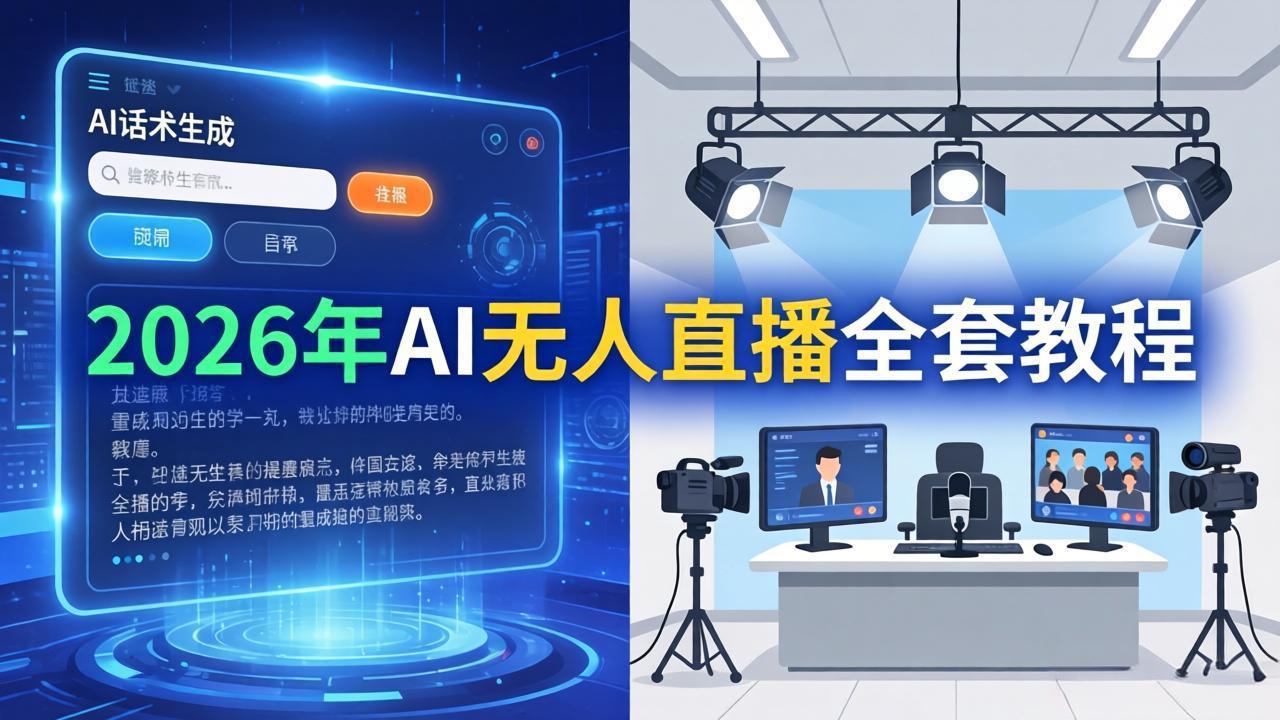 2026年AI无人直播全套教程：OBS安装+软件配置+直播间搭建+话术生成+一键开播实操-搞钱利器