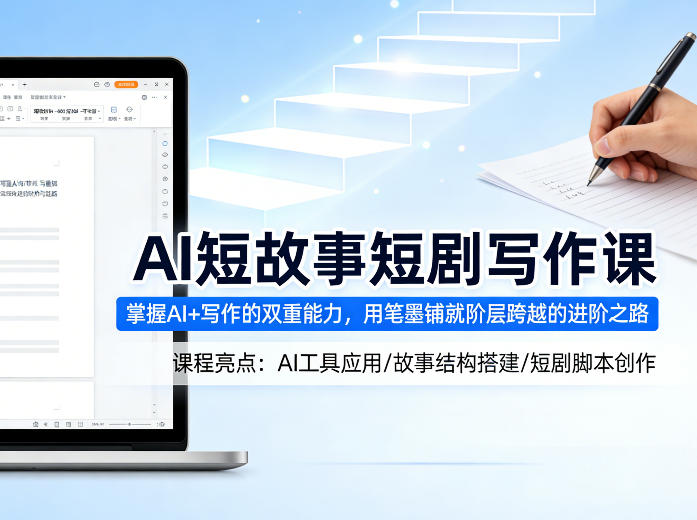 AI短故事短剧写作课，掌握AI+写作的双重能力，用笔墨铺就阶层跨越的进阶之路-搞钱利器
