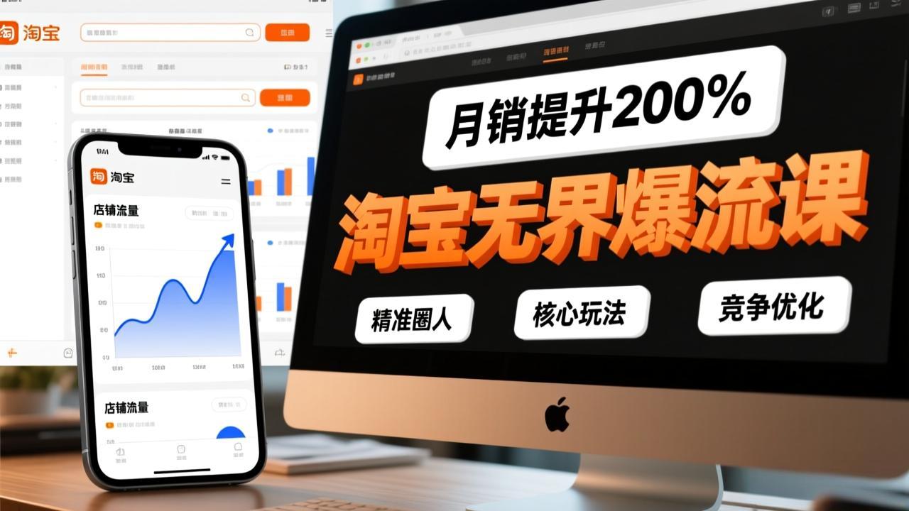 淘宝无界爆流课，精准圈人、核心玩法、竞争优化，快速引爆店铺流量，月销提升200%-搞钱利器