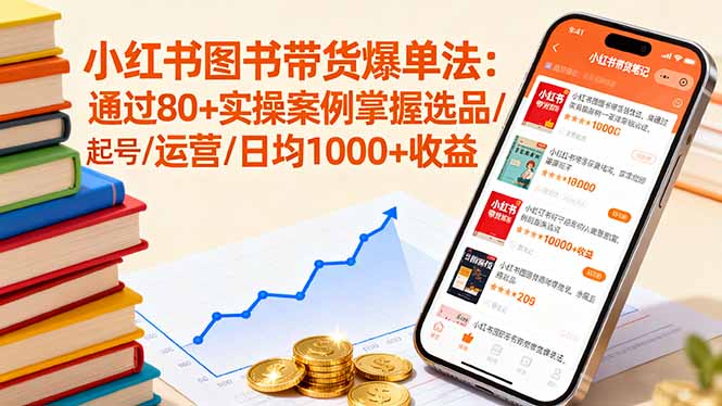 小红书图书带货爆单法：通过80+实操案例掌握选品/起号/运营/日均1000+收益-搞钱利器