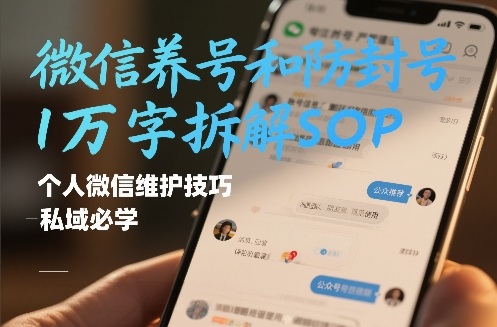 微信养号和防封号1万字拆解SOP,个人微信维护技巧,私域必学【文档】-搞钱利器