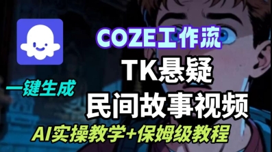 Coze扣子工作流一键生成TK悬疑民间故事视频，AI实操教学+保姆级教程-搞钱利器