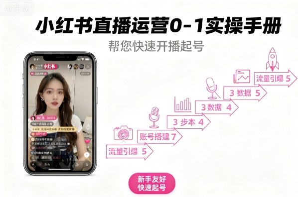 小红书直播运营0-1实操手册，帮您快速开播起号-搞钱利器
