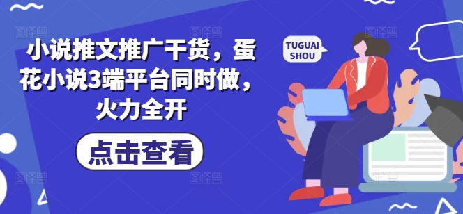 小说推文推广干货，蛋花小说3端平台同时做，火力全开-搞钱利器
