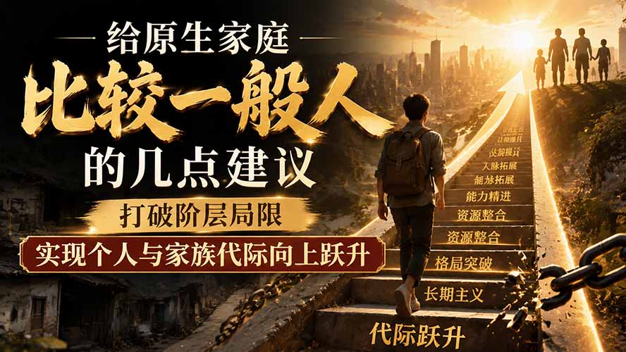 付费文章：给原生家庭比较一般人的几点建议，打破阶层局限，实现个人与家族代际向上跃升-搞钱利器