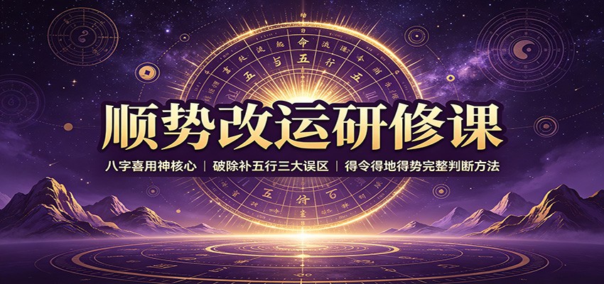 顺势改运研修课：八字喜用神核心，破除补五行三大误区，得令得地得势完整判断方法-搞钱利器