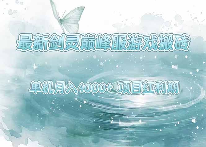 最新剑灵巅峰服游戏搬砖，项目红利期，单机稳定4000+操作简单好上手-搞钱利器