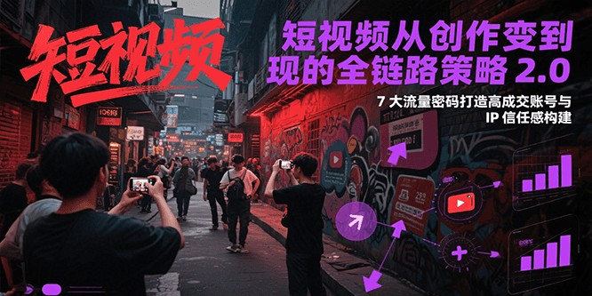 短视频从创作到变现的全链路策略2.0，7大流量密码构建IP信任感打造高成交账号-搞钱利器