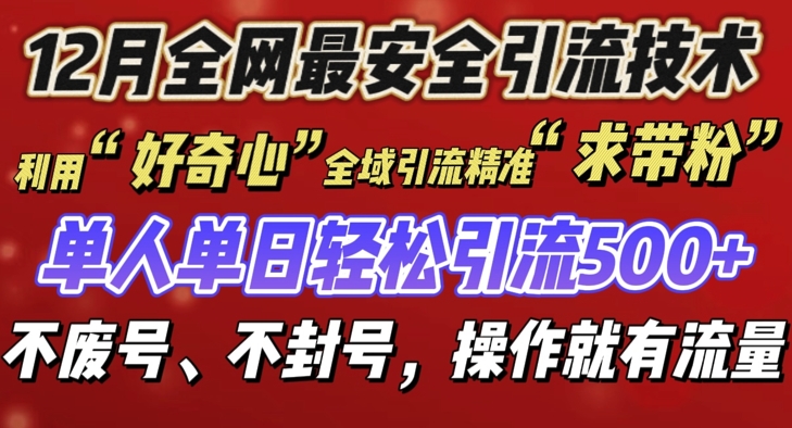 12 月份全网最安全引流创业粉技术来袭，不封号不废号，有操作就有流量【揭秘】-搞钱利器