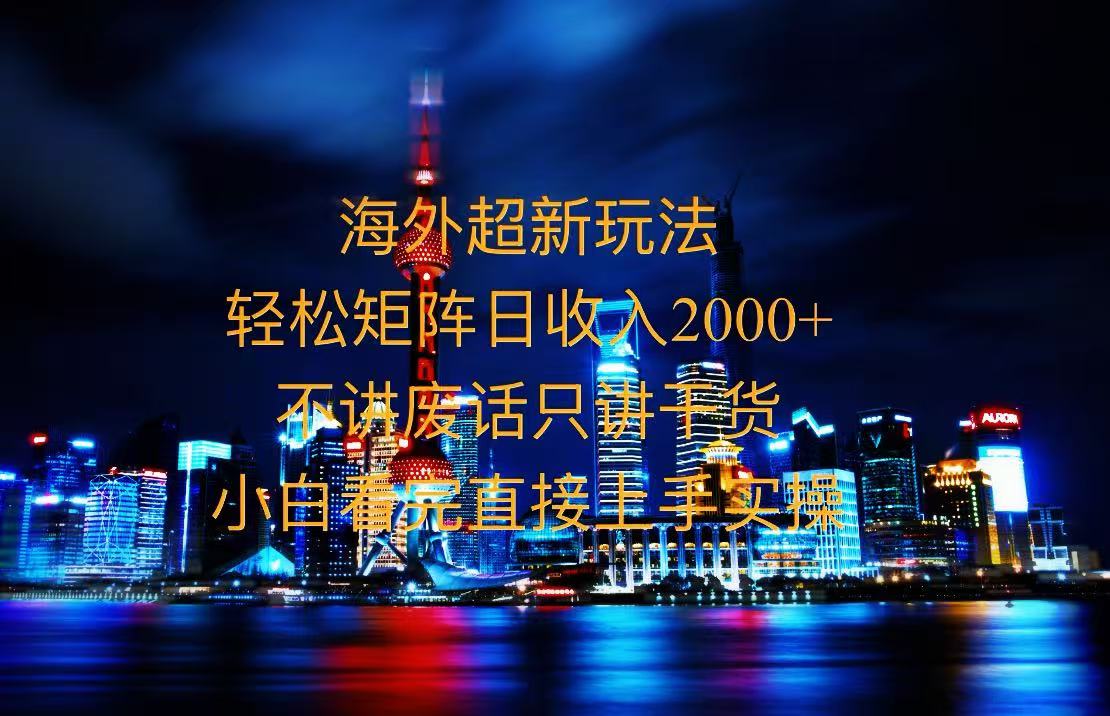 2025全新海外暴力玩法，操作简单，小白轻松上手-搞钱利器