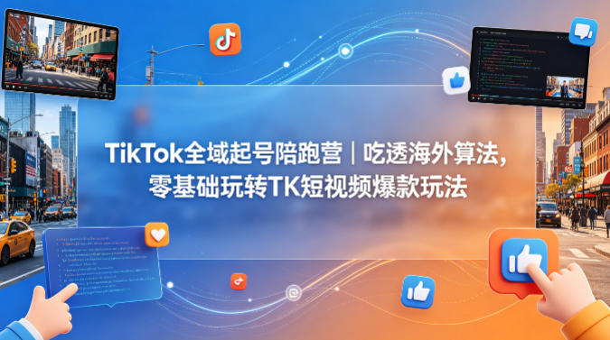TikTok全域起号陪跑营｜吃透海外算法，零基础玩转TK短视频爆款玩法-搞钱利器