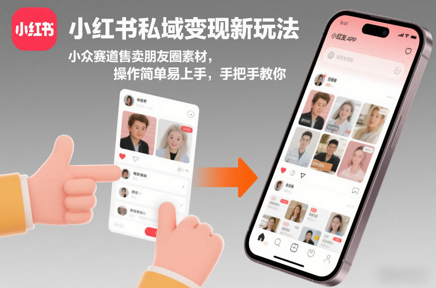 小红书私域变现新玩法，小众赛道售卖朋友圈素材，操作简单易上手，手把手教你-搞钱利器