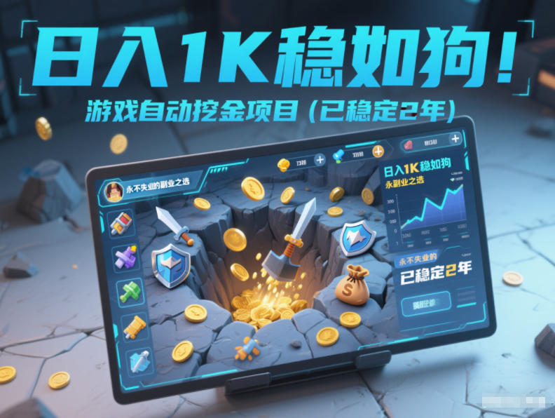日入1K稳如狗！游戏自动挖金项目(已稳定2年)，永不失业的副业之选【揭秘】-搞钱利器