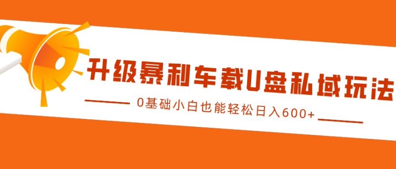升级暴利车载U盘私域玩法，0基础小白也能轻松日入多张【揭秘】-搞钱利器