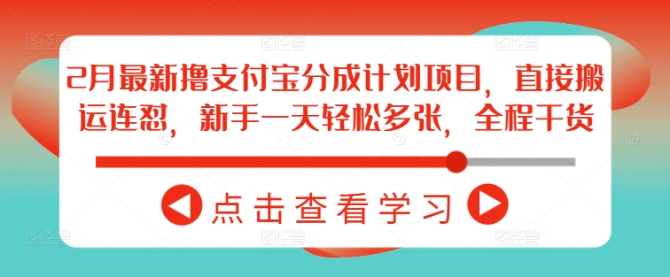 2月最新撸支付宝分成计划项目，直接搬运连怼，新手一天轻松多张，全程干货-搞钱利器