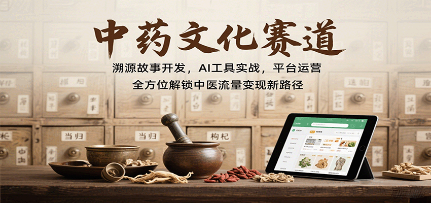 中药文化赛道：溯源故事开发，AI工具实战，平台运营，全方位解锁中医流量变现新路径-搞钱利器
