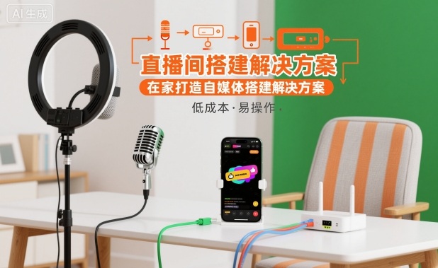 直播间搭建解决方案，在家打造自媒体搭建解决方案-搞钱利器