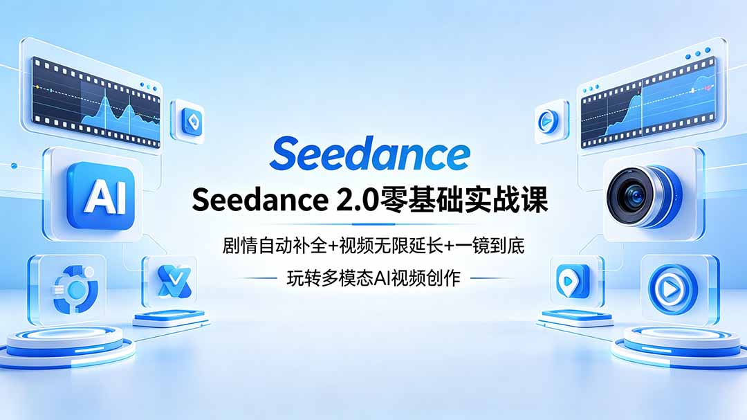 Seedance 2.0零基础实战课：剧情自动补全+视频无限延长+一镜到底：玩转多模态AI视频创作-搞钱利器
