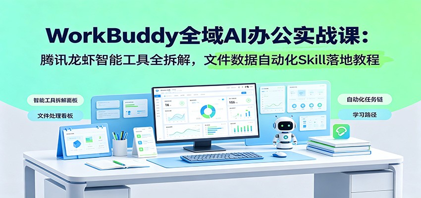 WorkBuddy全域AI办公实战课:腾讯龙虾智能工具全拆解,文件数据自动化Skill落地教程-搞钱利器