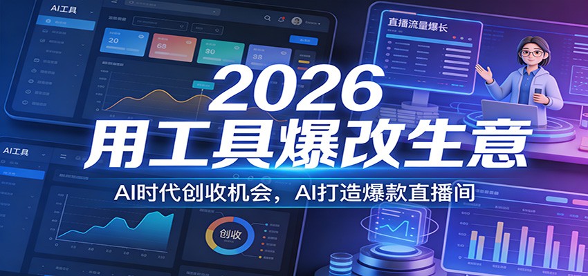 2026用工具爆改生意，AI时代创收机会，AI打造爆款直播间-搞钱利器
