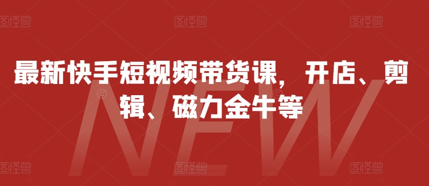 最新快手短视频带货课，开店、剪辑、磁力金牛等-搞钱利器