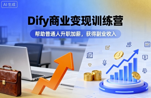 Dify商业变现训练营，帮助普通人升职加薪，获得副业收入-搞钱利器